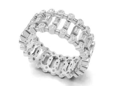  Round and Baguette Diamond Eternity Band 3D print model