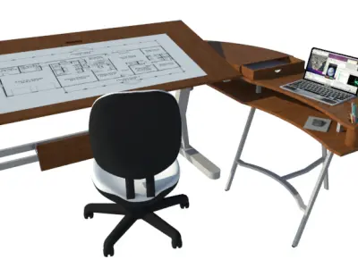  Architects Special Desk  Modern Minimal Design 3D Model Low-poly 3D model
