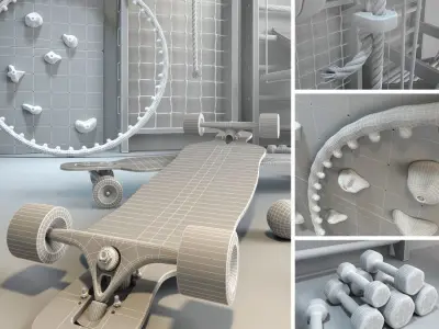 Collection of sports equipment 3D model