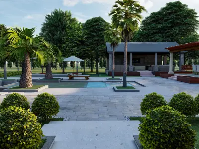 LANDSCAPE BACKYARD DESIGN OF LUXURY HOUSE 3D model 3D model