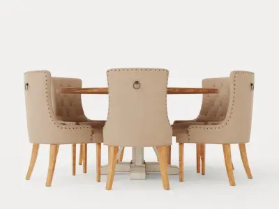 Lyon Food Group Round With 6 Victoria Chairs Winter Low-poly 3D model