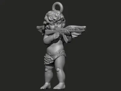 Angel baby with AK47 pendant 3D print model