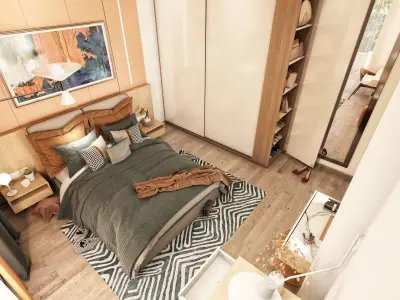 Cozy Bedroom interior scene 3D model  3D model