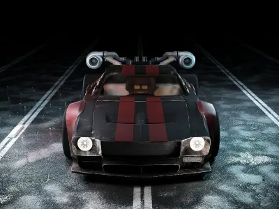 Cyberpunk Car Low-poly 3D model