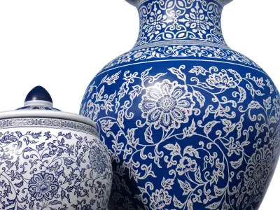 Chinese decorative porcelain vase urn Chinoiserie Ginger Jars 3D model