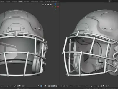 Modern Football Helmet with various Facemasks 3D print model