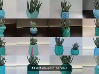 100 plant pot colection 3D Model Collection