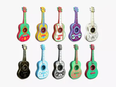 10 Cartoon Mexican Guitar Collection - Music Instrument Design