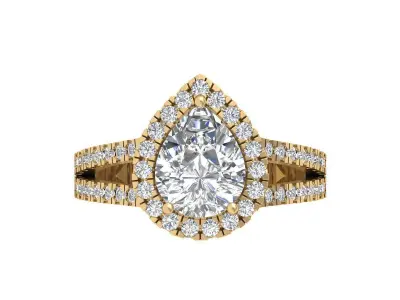 Pear SolitaireArt Deco Ring 3D print model