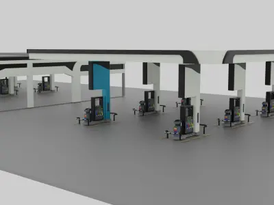 Gas station Low-poly 3D model