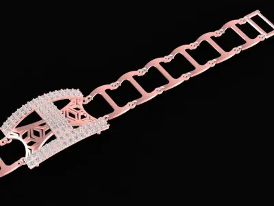 Modern Geometric Diamond Link Bracelet for Men  1280 3D print model