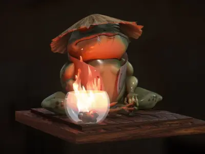 Meditation frog from Japan  3D model