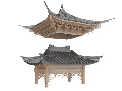 Chinese eaves Low-poly 3D model
