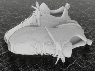 3D WHITE SHOES Low-poly 3D model