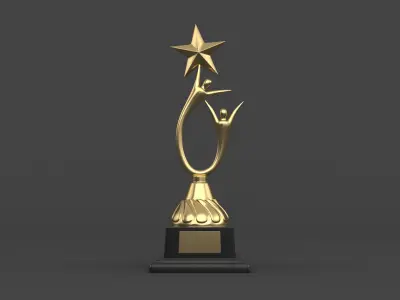 Gold Trophy Cups 3D model 8