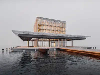 Modern Exibition Pavillion Low-poly 3D model