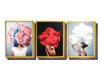 Art Frams 4- 3 Art Flower Head Woman By 3 Frams 3D model