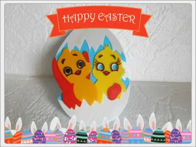 Chickens Happy Easter Free 3D print model