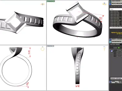 Princess Cut Solitaire Engagement Ring 3dm 3D print model
