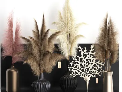 dry reed shelf decor collection 3D model