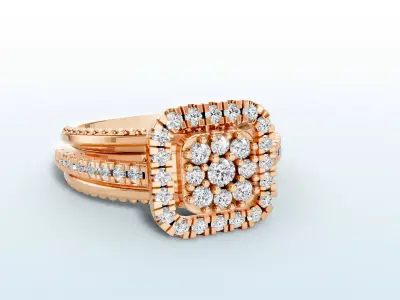 Luxe Twin-Band Halo Ring 3D print model