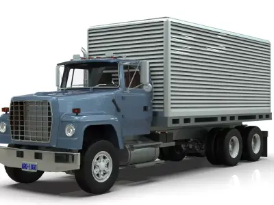 L9000 Box Truck 3D Model six Hood Variants  Hendrickson RT  3D model