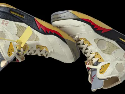 Off White Nike Jordan 5 White Low-poly 3D model