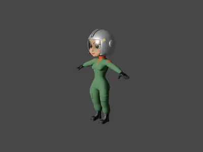 3D game-ready Cartoon racer girl Low-poly 3D model
