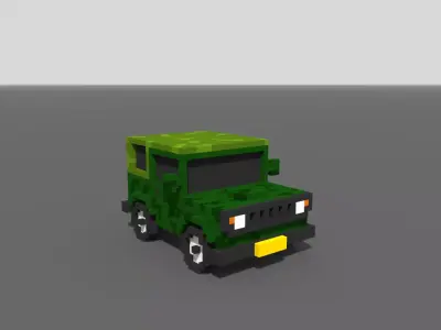 3D voxel jeep Low-poly 3D model