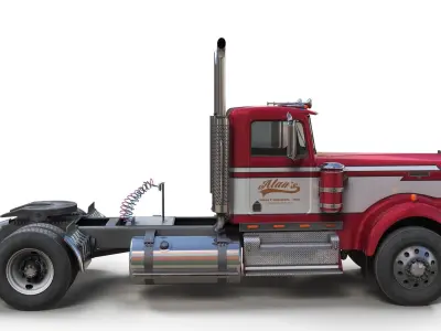 Kenworth W900A singe axle Low-poly 3D model