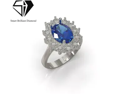 Luxurious Blue Sapphire and Diamond Ring jr00349 3D print model