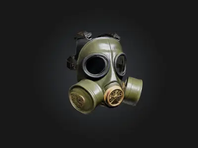 Gas Mask Low-poly 3D model 5