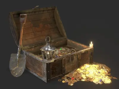Pirate Treasure Chest Low-poly 3D model