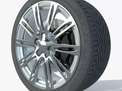 Wheel rim tire 22 3D model