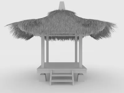 Gazebo 1 Thatch Roof 3D model