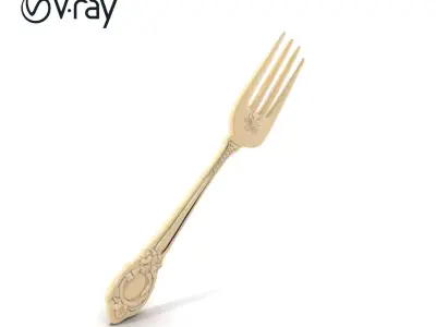 Elegant Floral Fruit Fork D Model Pack Low-poly 3D model