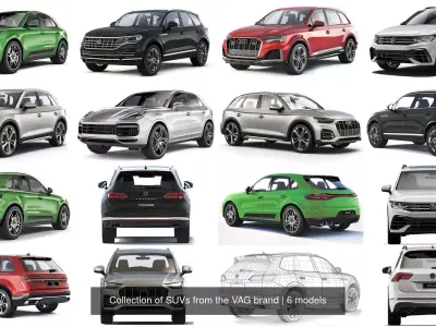 Collection of SUVs from the VAG brand 3D Model Pack