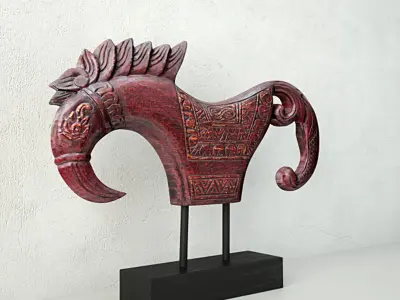 Wood sculpture Jaran Kepang Horse 3D model