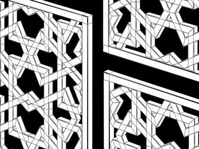 Arabic Islamic pattern decorative gold plaster 3D model