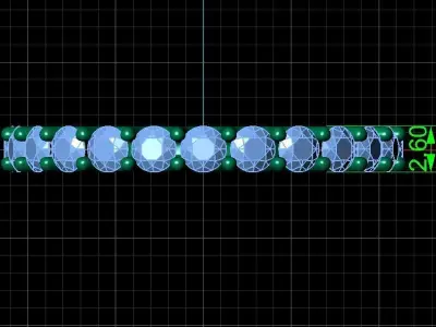 U Shaped Eternity Ring 2 point 6 mm stone size swiss 15 and EU55 3D print model