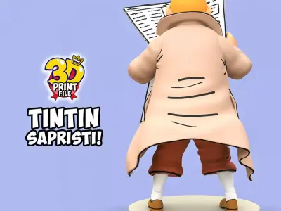 TINTIN sapristi with newspaper  3D print model