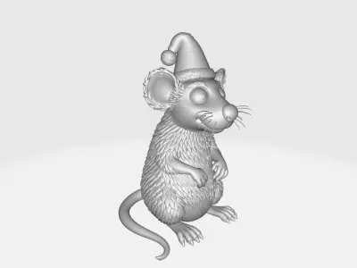 Christmas Mouse Festive Holiday Mouse Santa Hat Mouse  3D print model