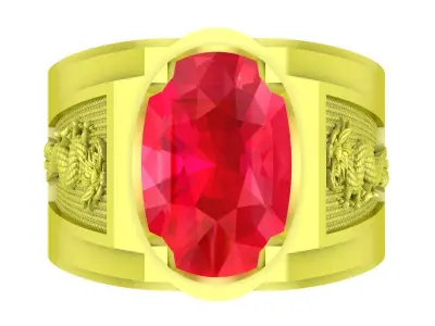 Luxury Oval Gemstone Men Ring Jewelry Design  4098 3D print model