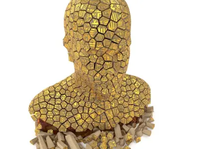 Bust of fragments with hieroglyphics 3D model