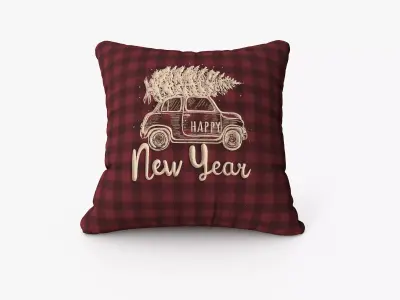 Christmas Car Pillow Low-poly 3D model