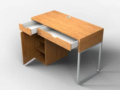 Study Desk 01 - Bamboo Wood 3D model