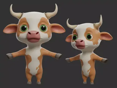 Cow II Cattle Cartoon Low-poly 3D model