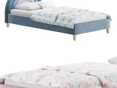 Rainbow Kids Velvet Finish Bed 3D model