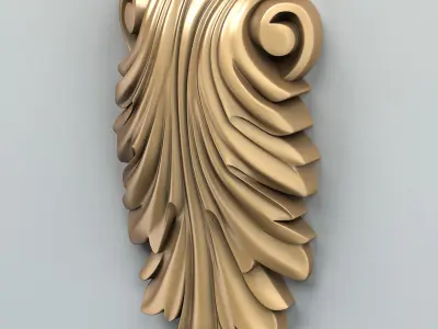 Carved decor vertical 007 3D model