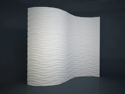 09 WAVES PATTERN WALL Low-poly 3D model